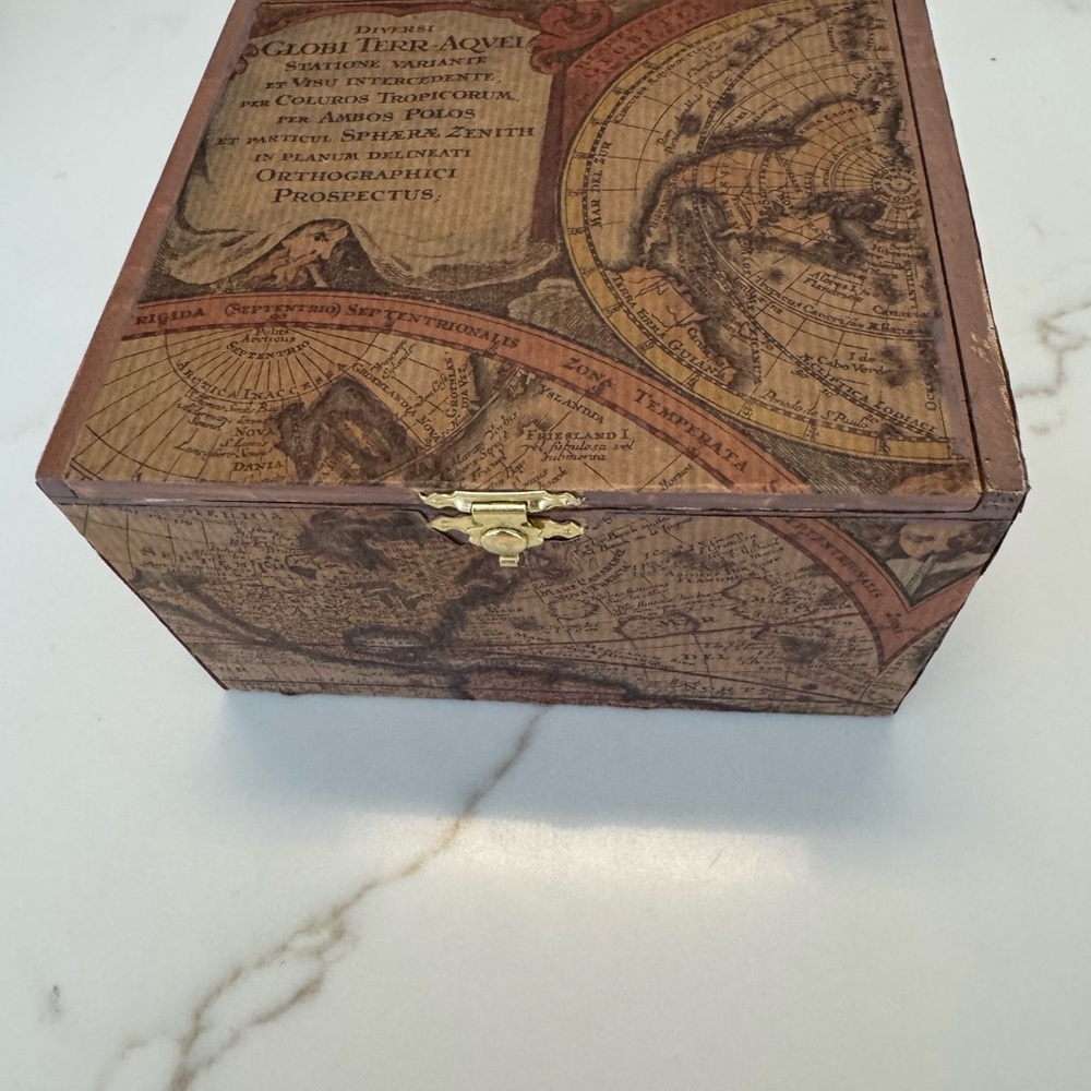 Vintage Map Design Wooden Box